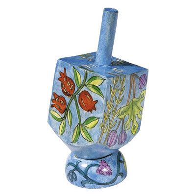 Seven Species Artistic Wood Dreidel by Yair Emanuelwith Base