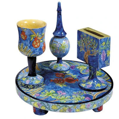 The Seven Species Hand Painted Wood Havdalah  Set Made in Israel by Emanuel