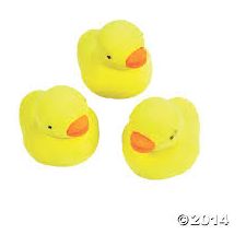 Rubber Ducky Erasers 1.25" Set of 12 in a bag