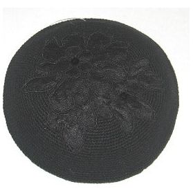 Designer Black Lace Crochet Beads Women's Kippah / Hair Covering Made By ERETZ in Israel