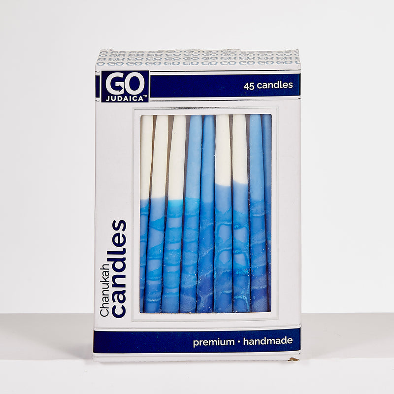 Premium Chanukah Candles Hand Crafted Blue & White Set of 45
