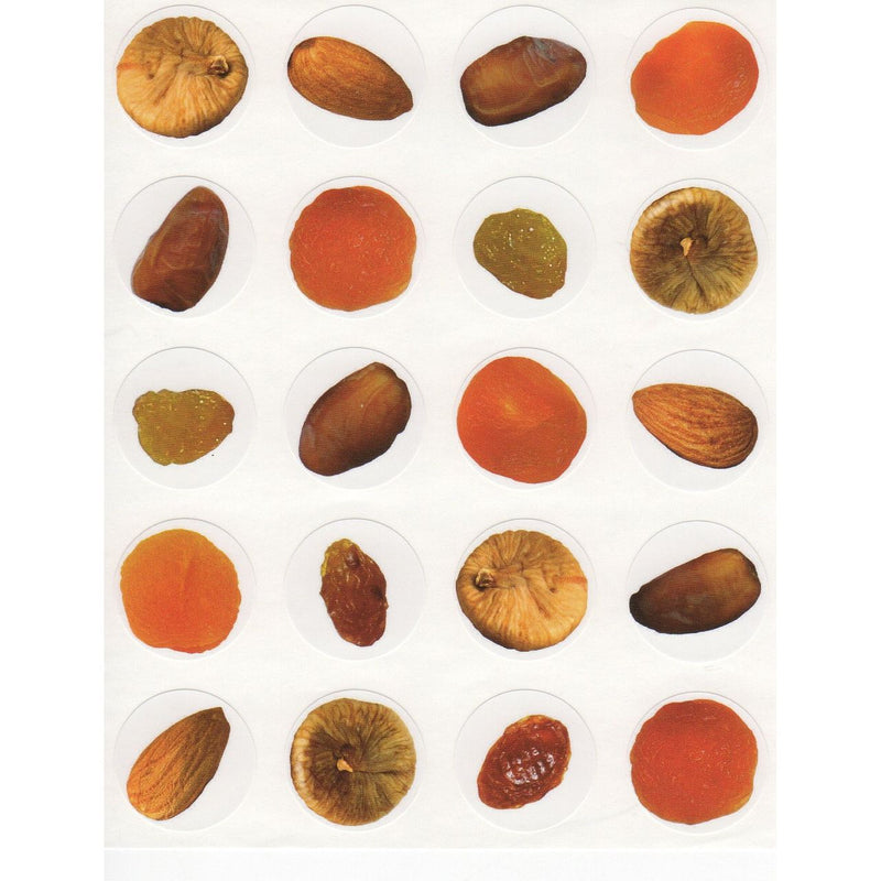 Hebrew Vocabulary Jewish Stickers - Dried Fruit Of Israel - Set of 200 Colorful Photo Quality