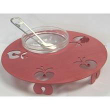 Red Bead Apple & Honey Platter - Aluminum & Glass By Artist Adi Sidler