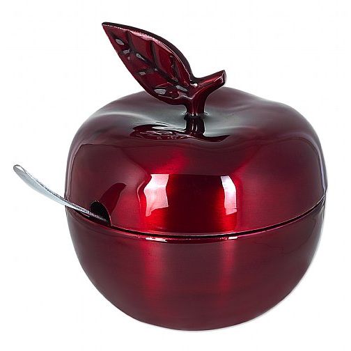 Red Apple Honey Dish with Spoon