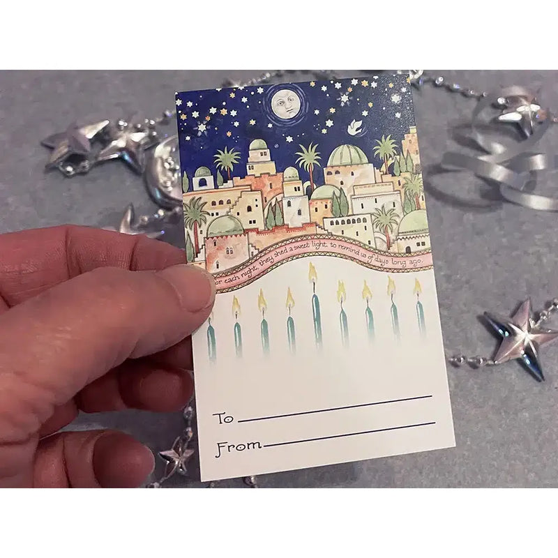 Chanukah Gift Stickers ~ Set of 10 Peel and Stick to-from Labels Jerusalem  Art by Mickie Caspi