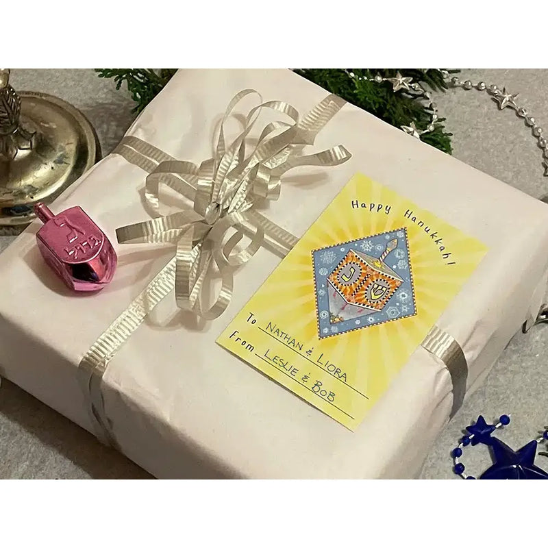 Chanukah Gift Stickers ~ Set of 10 Peel and Stick to-from Labels Dreidel Snowflakes