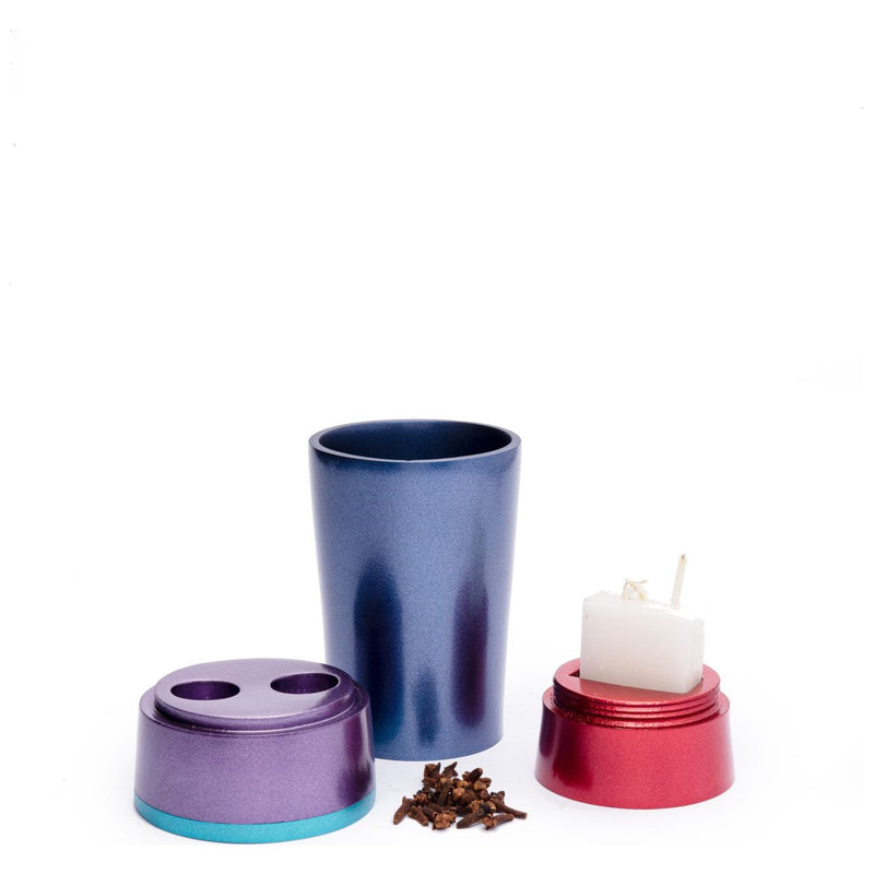 Contemporary Design Anodized Travel Havdallah Set in Multicolor By Emanuel
