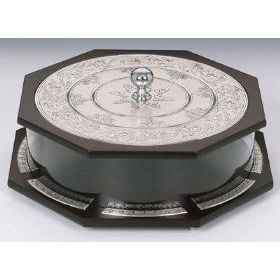 925 Sterling Silver & Wood Round Matzah Holder Case with Cover Made in Israel By Hazofrim