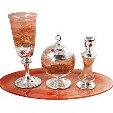 Artistic Fused Glass 925 Sterling Silver Havdalah Set of 4 (Made by Sherman)