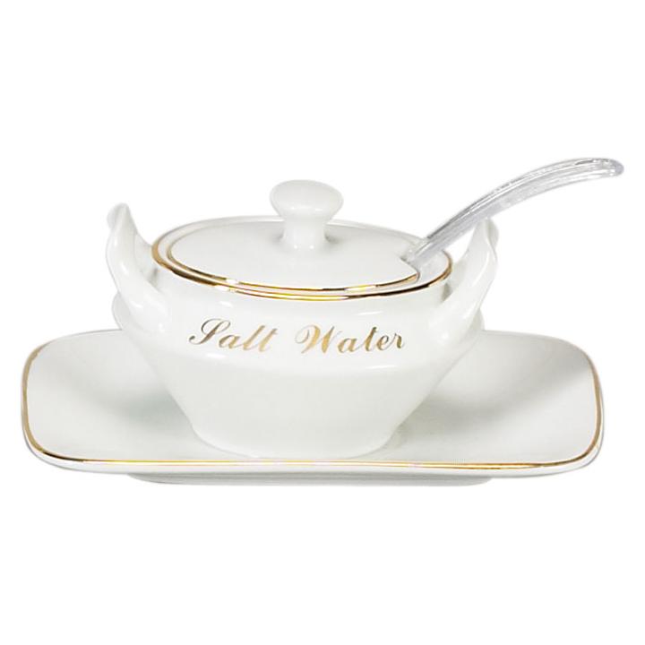 Ceramic Saltwater Dish with Tray and spoon