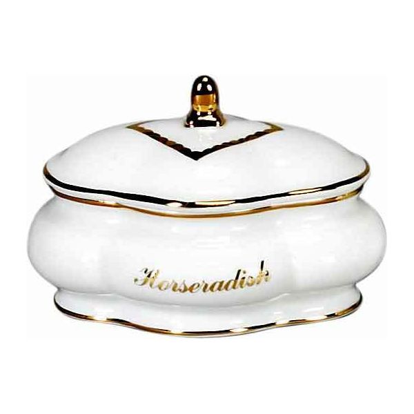 Fine Porcelain Salt Water Or Horseradish Dish with Gold Accents