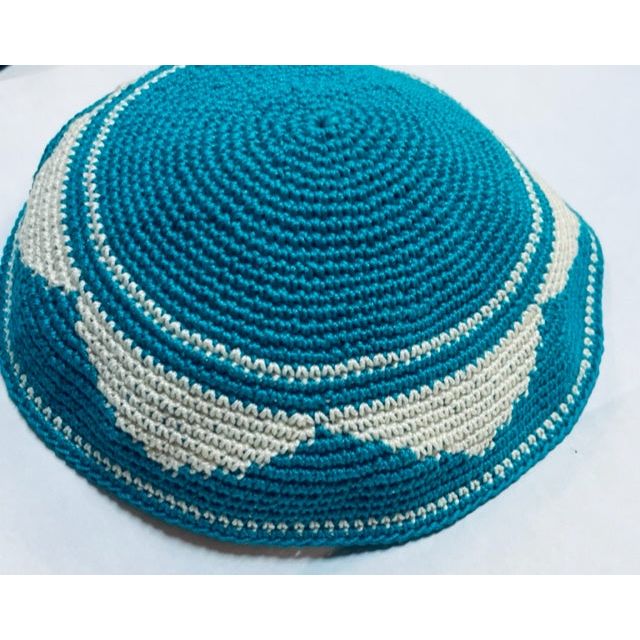 Custom Made 100% Cotton Solid Knit Kippah Crochet Yarmulke Star of David