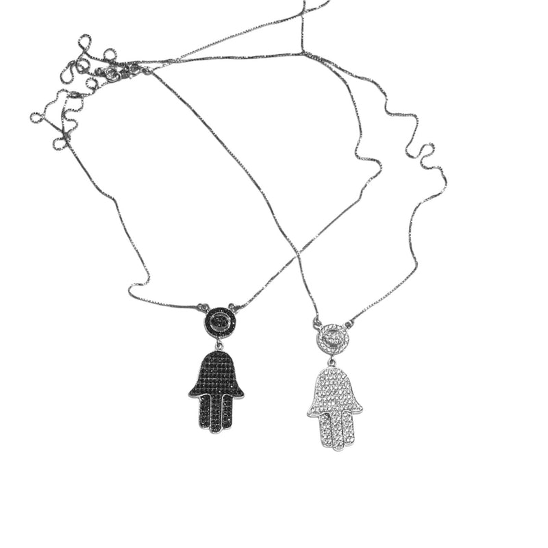 925 Sterling Silver Swarovski Hamsa Necklace Made in Israel