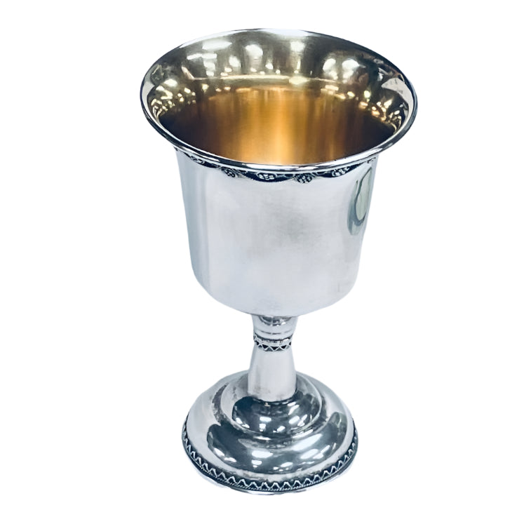 925 Sterling Silver Filigree Kiddush Cup Goblet Hand Made in Israel by Shevach Bros. Design may vary