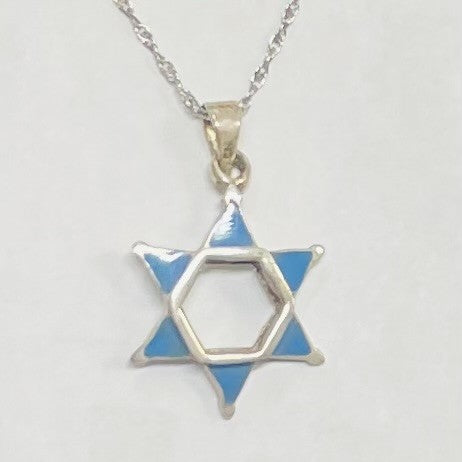 Turquois Trilion Star of David Pendant  925 Sterling Silver Necklace comes in a gift box