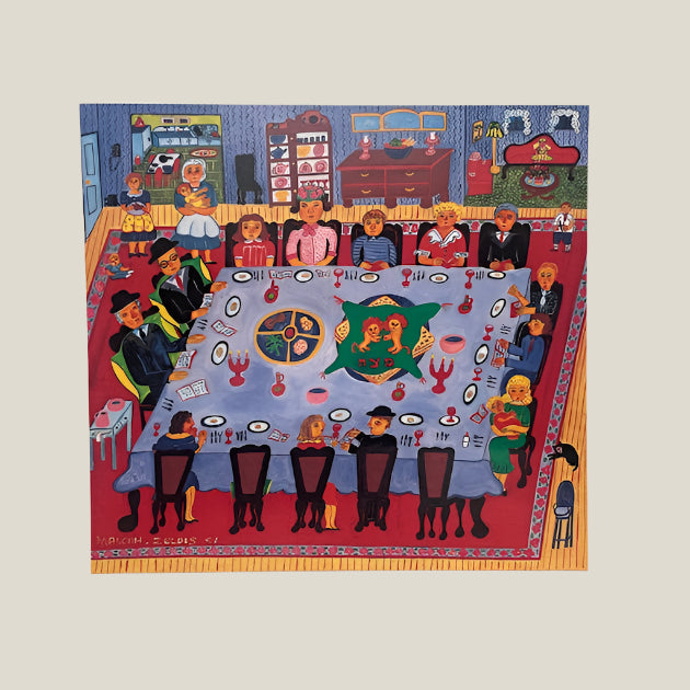 Artistic Passover Greeting Card "The Family Seder" By Malcah Zeldis Box of 10 Cards