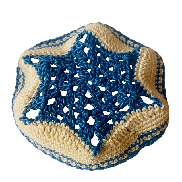 Star of David 100% Cotton Crochet Kippah Magen David Knit Yarmulke Custom Hand Made