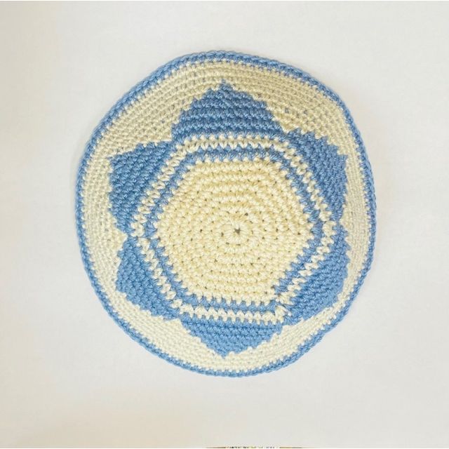 Custom Made 100% Cotton Solid Knit Kippah Crochet Yarmulke Star of David