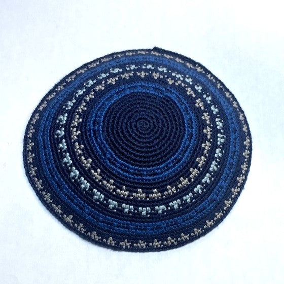 High Quality Crochet Kippah Knit Yarmulke Shades of Blue Made in Israel