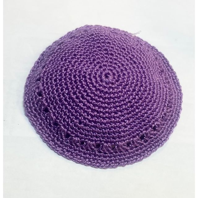 Designer Ladies Women's Kippah  Hair Covering Purple Lilac Crochet Lace Custom Hand Made