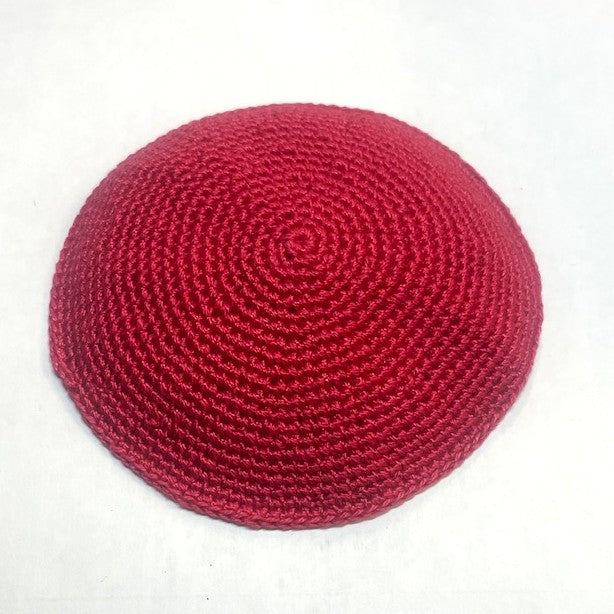 Ladies Girls  Knit Kippah Crochet Hair covering Size 4.5" Red Berries Custom Hand Made