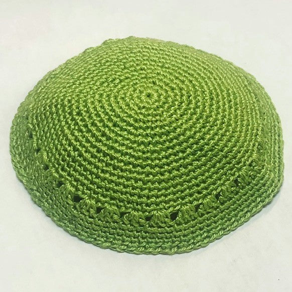 Designer Lace Crochet Women's Kippah Knit Hair Covering in Tea Green Custom Hand Made