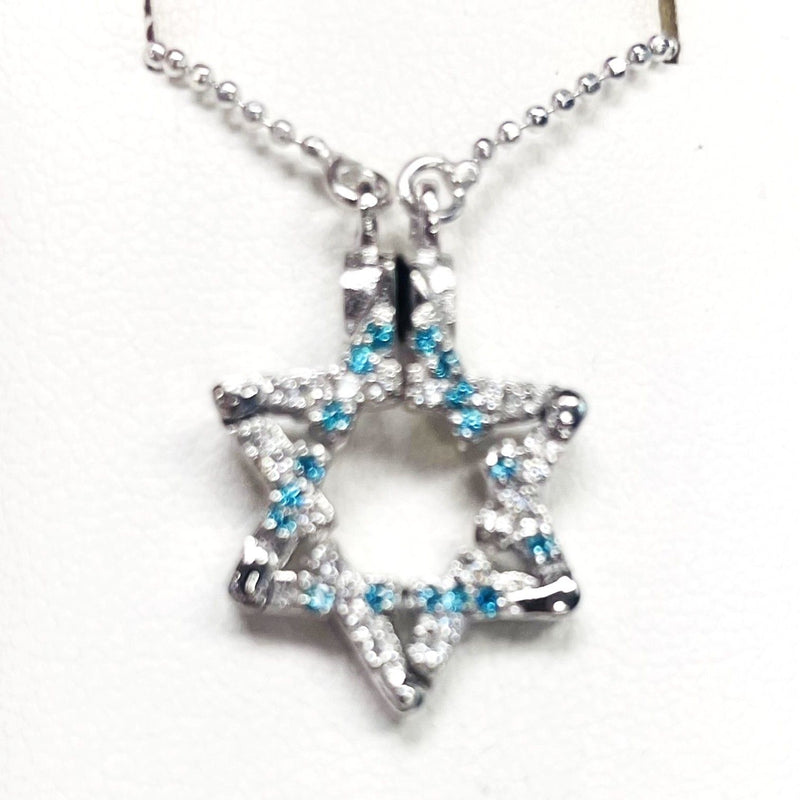 Butterfly Star of David 925 Sterling Silver CZ Reversible Necklace Sephardic Traditional Jewelry