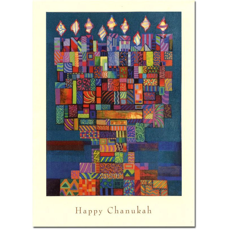 Jewish Deluxe Chanukah Greeting Cards Mosaic Menorah Art by Sasha Ginsburg Set of 10 with Envelopes
