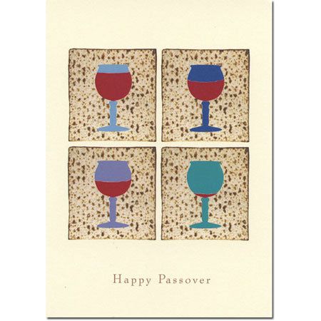Artistic Passover Jewish Greeting Cards Four Cups By Steve Jaffe Set of 10 Cards and Envelopes