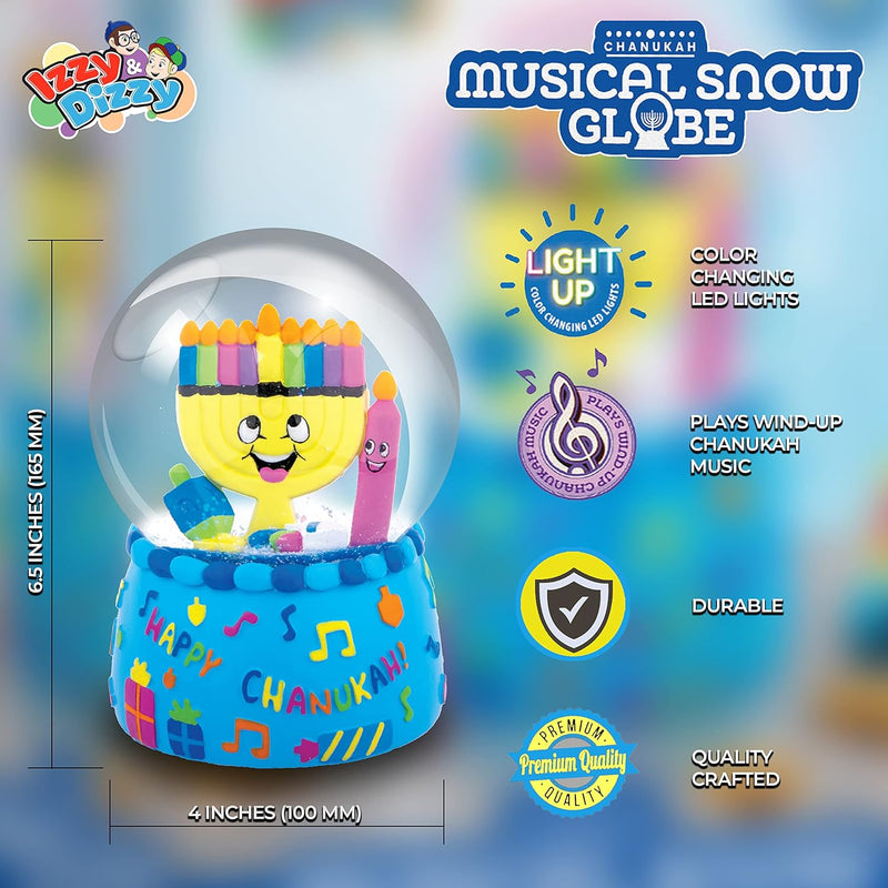Light Up Color Changing Chanukah Musical Water Globe  Menorah Plays Dreidel Dreidel