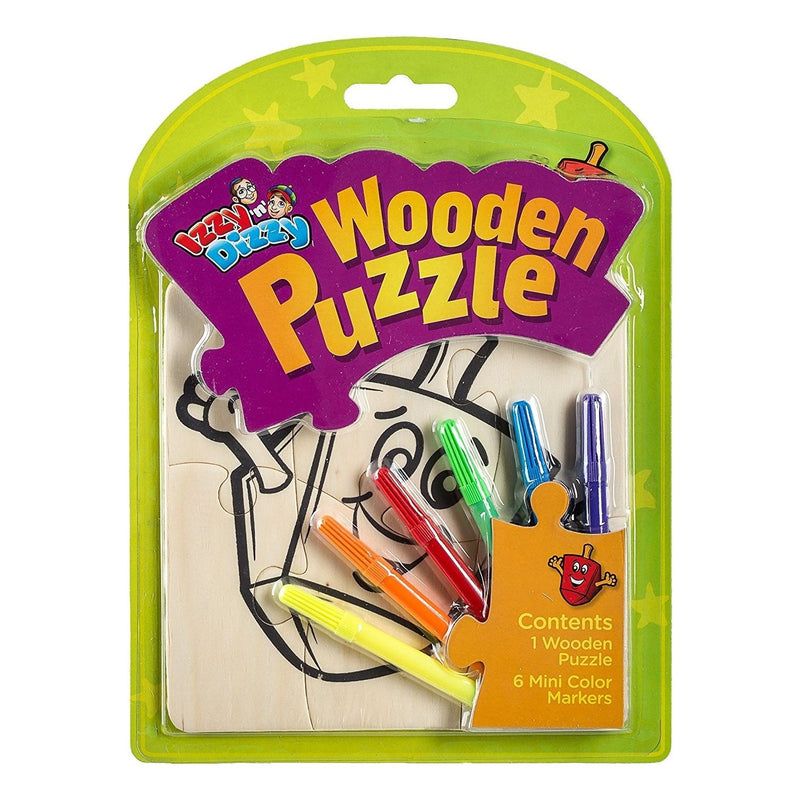 Chanukah Wooden Puzzle Kit Includes Wood Puzzle Board 6 Mini Markers Arts & Crafts Project