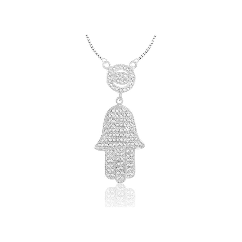 925 Sterling Silver Swarovski Hamsa Necklace Made in Israel