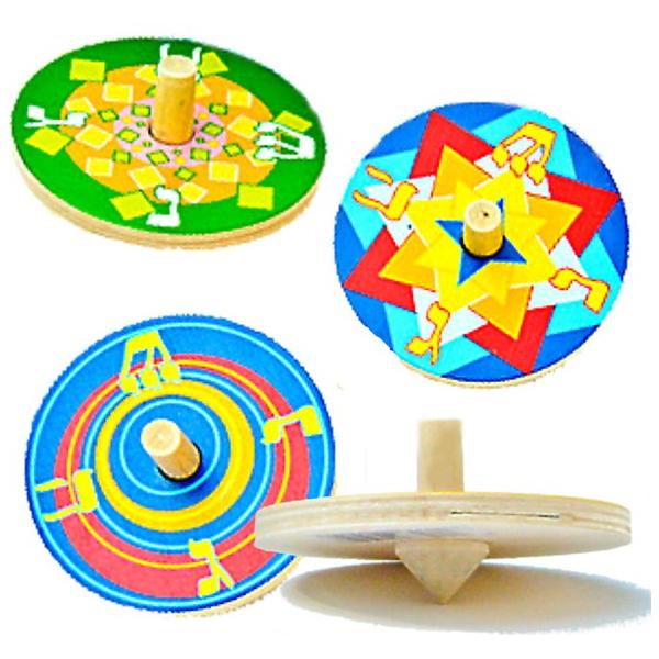 Chanukah Rainbow Whirlitops  Wooden Dreidel 2.25" diameter