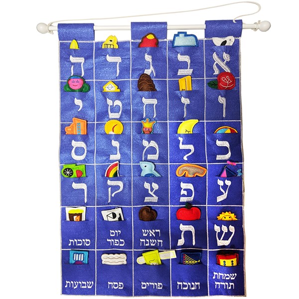 Aleph Bet Wallhanging Hebrew Letters Beautifully embroidered Dimensions of the Hanging 15" x 25"