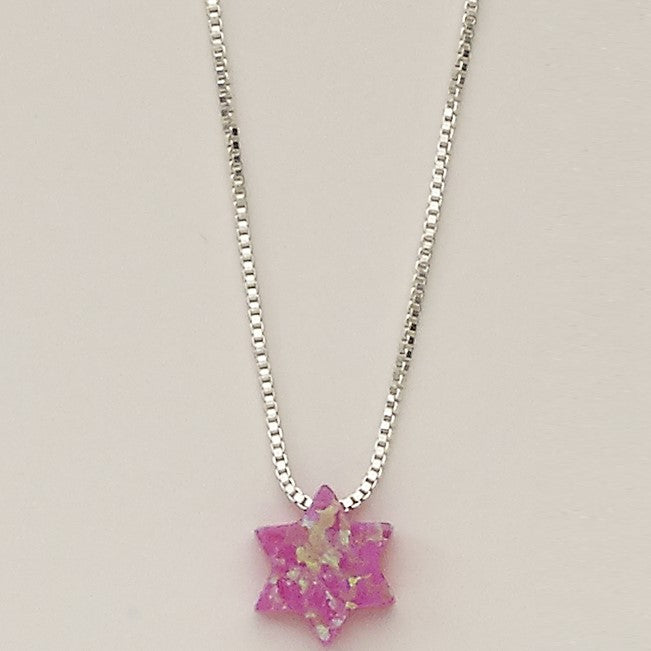 Pink Opal Star of David Pendant 925 Sterling Silver Necklace  Design may vary