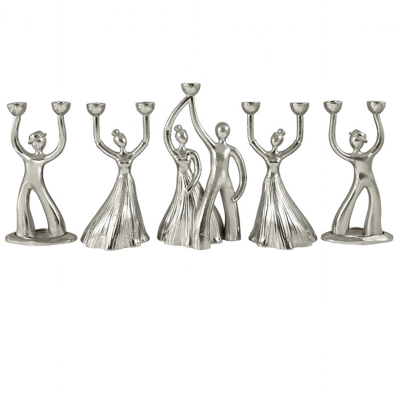 Collectible Joyous Family Chanukah Menorah 5 Die-Casted Metal Figurines