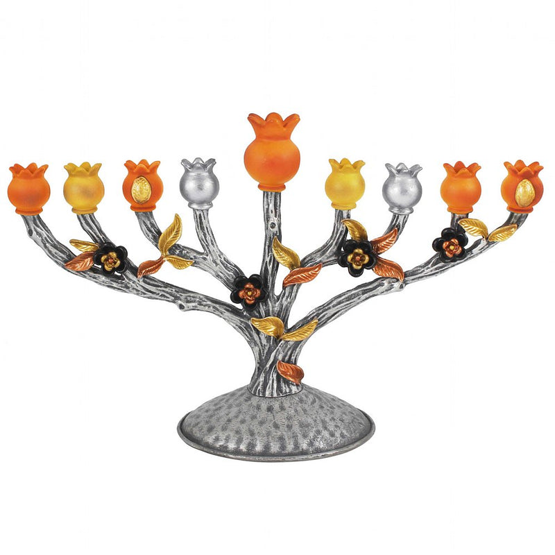 Collectible Pomegranate Menorah - Rich Metallic Tones