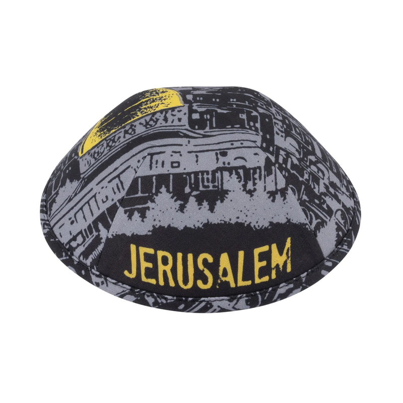 JERUSALEM YARMULKE Designer Cotton Kippah Made by IKippah