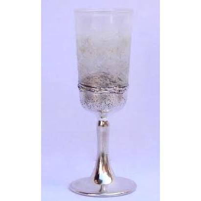 Artistic Fused Glass 925 Sterling Silver Kiddush Cup Goblet Hand Made in Israel by Sherman