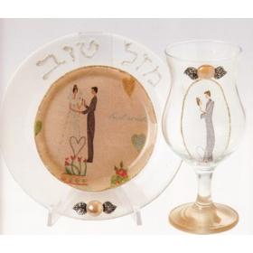 Artistic Wedding Glass set Made in Israel by Lily ART