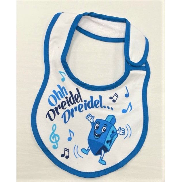 Chanukah Baby Bib "Ohh Dreidel Dreidel" Musical Notes