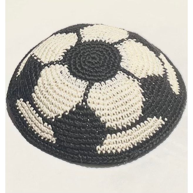 100% Cotton Thick Knit Crochet Kippah Soccer Ball European Football Yarmulke Custom Made on ORDER