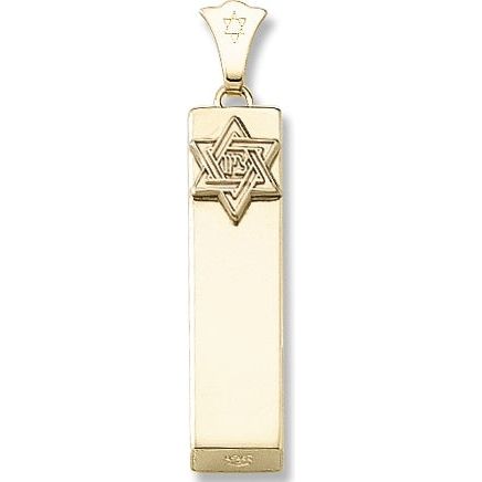 14K Yellow Gold Mezuzah Pendant (Optional 14K YG Chain or Gold Plated ) Comes in Gift Box