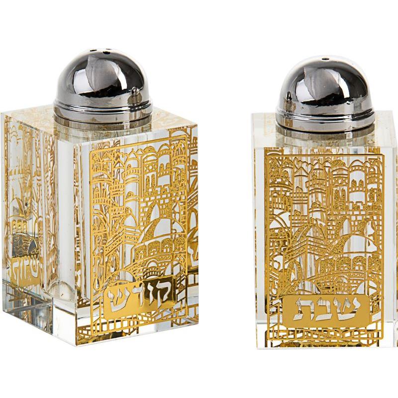 Crystal Art Golden Jerusalem Lasercut Salt and Pepper Shakers Set