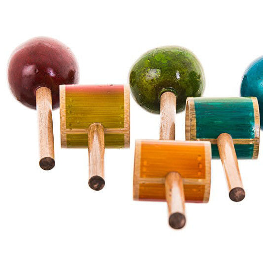 Assorted Purim Graggers Maracas Hand Made & Colored Wood