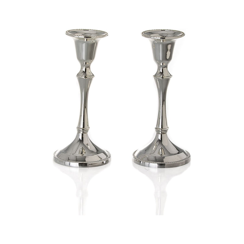 Silver Plated Classic set of Shabbat Candlesticks 5.5" tall
