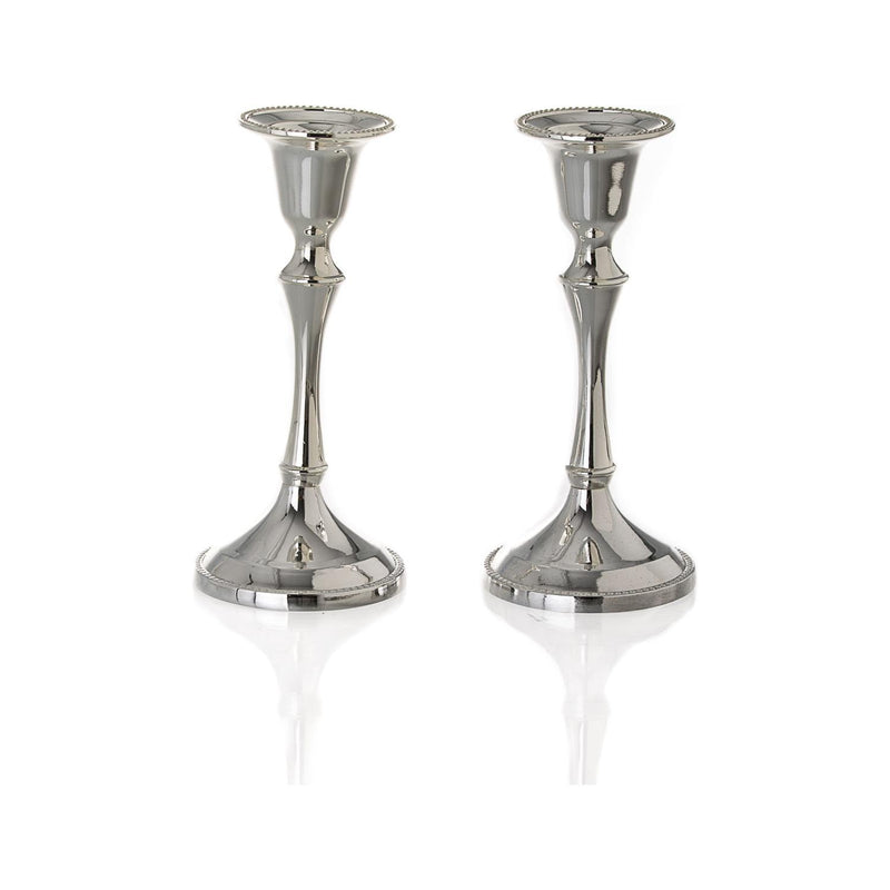 Silver Plated Classic set of Shabbat Candlesticks 5.5" tall