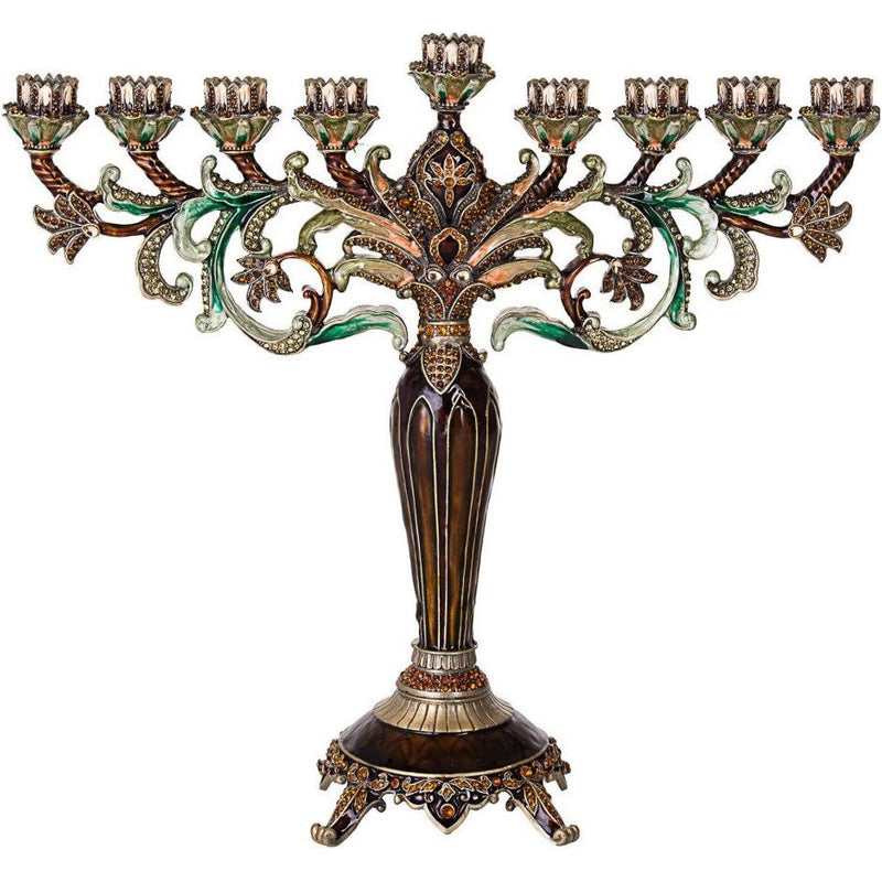 Swarovski Enamel Jeweled Chanukah Menorah 13.5"Great Wedding Gift!