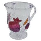 Lily Art Acrylic Washing Netilat Yadaim Cup 6" Decoupage Red Pomegranates