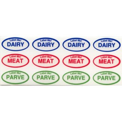 Lable Me - Dairy - Meat - Parve - Set of 24 Clear Waterproof Labels